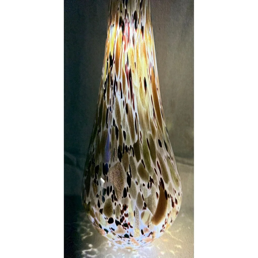 Vintage Italian Murano Style Art Glass Vase Gold Copper Aventurine 12